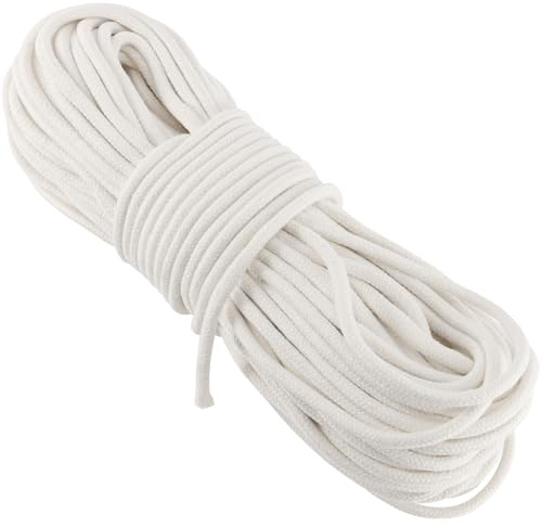 FUNSUEI 5/16 Inch 328 Feet White Cotton Clothesline Rope, Cotton Braided Clothesline Rope for Clothes Hanging, Plant Hanger, Knitting Crafts