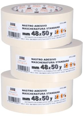 PENNELLIFICIO 2000 | Set 3 Nastri in Carta per Mascheratura e per Imbianchini, Rimozione Senza Residui, Antimacchia, Dimensioni 48 mm x 45 m – Made in Italy
