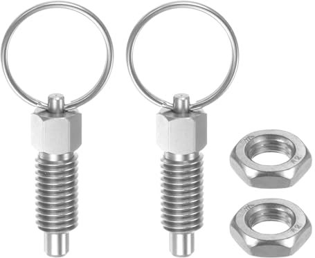 QUARKZMAN 2 Piezas Pasador de Resorte con Anillo de Extracción 3/8˝-16 Rosca Longitud 0.79 Cabeza Plana Acero Inoxidable Pasador Índice Retráctil No Bloqueable Posicionamiento