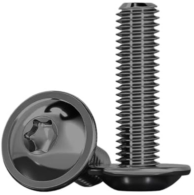 Drenky Linsenkopfschrauben mit Flansch, 20 Stück, M5 x 25 mm, Schwarz, gewölbter Kopf mit Flansch, ISO 7380-2, Edelstahl A2 V2A, Vollgewinde