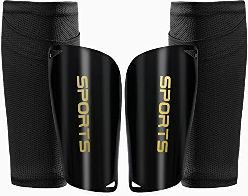 BUYUP Kids Youth Soccer Shin Guards, Shin Pads und Shin Guard-Ärmel für 3-15 Jahre alte Jungen und Mädchen für Fußballspiele, Eva-Kissenschutz reduzieren Schocks und Verletzungen (L)