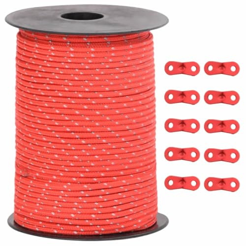 vidaXL Cuerda de Vientos con Tiras Reflectantes y tensores 50 m 3 mm