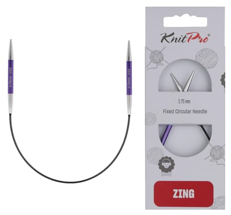 KnitPro Zing fasta stickor – runda stickor 22,5 cm x 3,75 mm