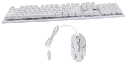 Yardenfun Clavier Et Souris pour Ordinateur Gamer Ergonomiques Mécaniques Filaires Blanc pour Jeux Vidéo Utilisation Bureautique Design Créatif Et Sensations Précises