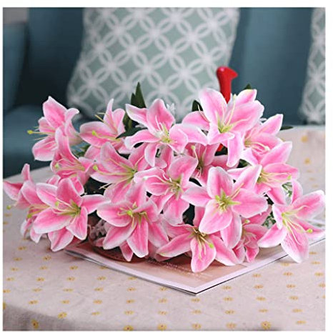 Künstliche Blumen zur Dekoration, künstlicher Lilienstrauß, künstliche Blumen, Hochzeitsstrauß, künstliche Blumen für Zuhause, Party, Garten, Geschäft, Hotel, Büro, Dekoration, künstliche Blumen,