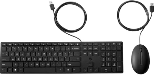 HP 225 - Juego de Teclado y ratón - ambidiestro, disposición de 3 Zonas, Recorrido de Teclas estándar, tamaño Completo, USB, Blanco