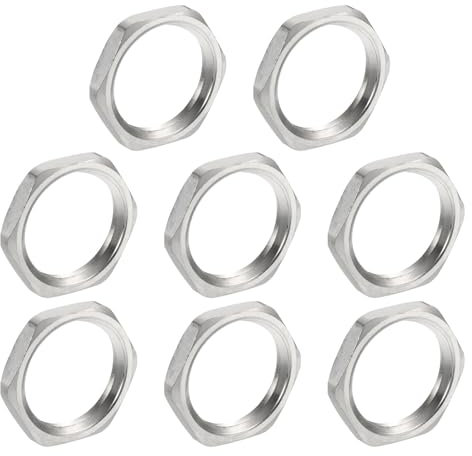 QUARKZMAN 8pz Dado Esagonale per Raccordi a Compressione, Dado Esagonale in Ottone Filettatura Femmina NPT1/2, Ottone Nichelato per Idraulica Fissa, Idropulitrice e Pulitore Tono Argento