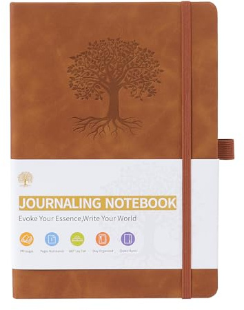 ZTVOWTO Libreta A5 para Hombre y Mujer,192 Páginas Líneas Horizontales Cuaderno para Escritura de Diario, Trabajo y Toma de Notas, Diarios(Marrón)