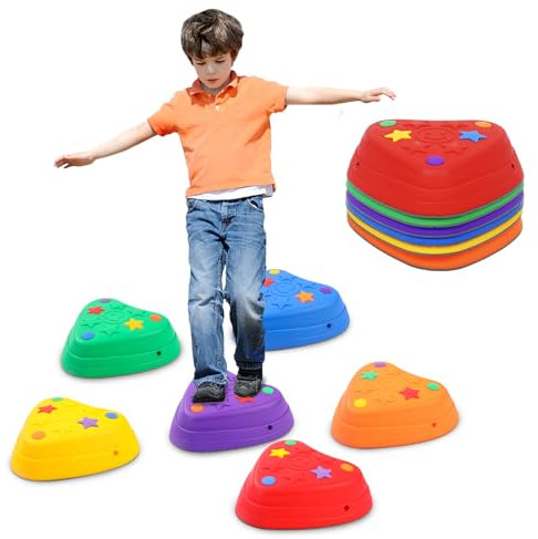 RORLAND Stepping Stones Kids, Toddler Sensory Balance Stepping Stones, Stackable, Kids Outdoor Garden Play Equipment, Obstacle Course for Children, Indoor & Outdoor Toys