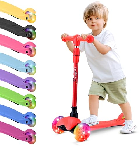Hurtle Kinderroller 2-5 Jahre – Scooter mit LED-Rollen | Höhenverstellbarer Tretroller mit Lenk- und Kipp-System für Jungen & Mädchen, Indoor & Outdoor, bis 20 kg