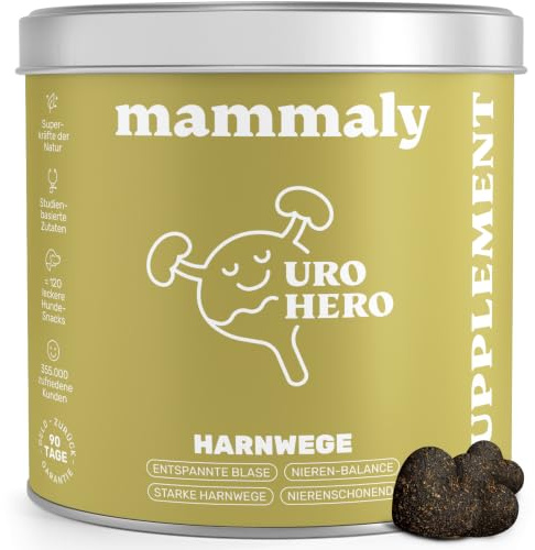 mammaly URO Hero® Harnwege-Komplex mit Algenöl & Naturmoor (bis 60 Tage) | mit 120 Snacks für Niere & Blase, Renal - mit Probiotika, Omega 3 - DLG zertifiziert - mit Tierärzten entwickelt