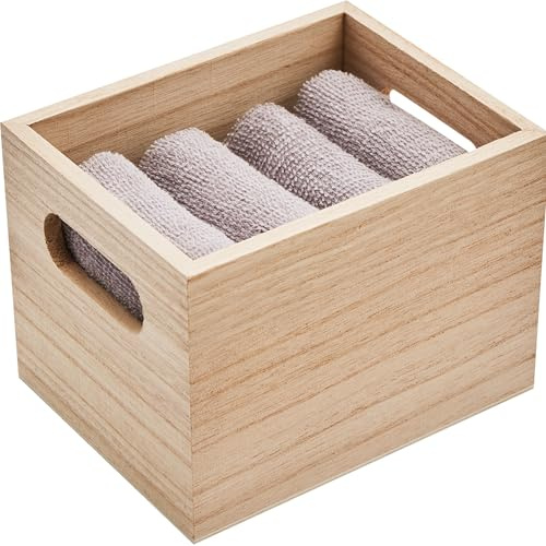 noTrash2003 Set di 4 asciugamani per ospiti in cotone 300 g/m², in scatola di legno, 31 cm x 28 cm, asciugamano in tre assorbenti, ad asciugatura rapida e decorativo (grigio chiaro)