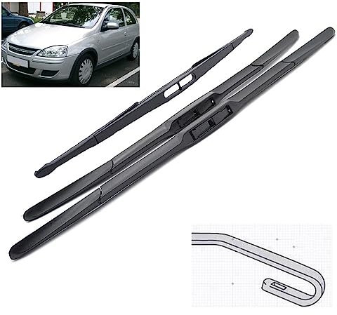 Scheibenwischer-Set fürs Auto, 3-teilig, Wischerblätter für vorne und hinten, Für Opel Corsa C Schrägheck 2000–2006, Windschutzscheibe, 20 + 18 + 16