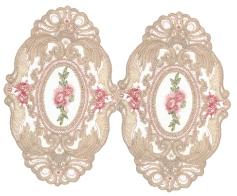 GLEAVI 2 Stück Spitzen Tischsets Tischsets Tischmatte Spitzengeschirr Französische Häkeldeckchen Esstisch Esszimmertisch Vintage Vase Tischdekoration Spitzendeckchen