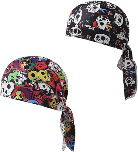 Outdoor Sport Headwear Sweat Wicking Beanies Cycling Hat Breathable Mesh Headband Bandana Quick Dry Adjustable Sport Skullies Cap Pirate Hat for Cycling Running Riding Climbing