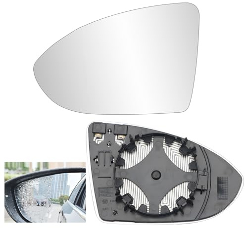 Left Side Wing Mirror Glass for VW Golf MK7 2013-2020 Car Replacement Glass Heated with Support Plate Door Mirror Compatible with Lamando 2015-2018 Touran L 2016-2018 (OEM: 5G0857521)