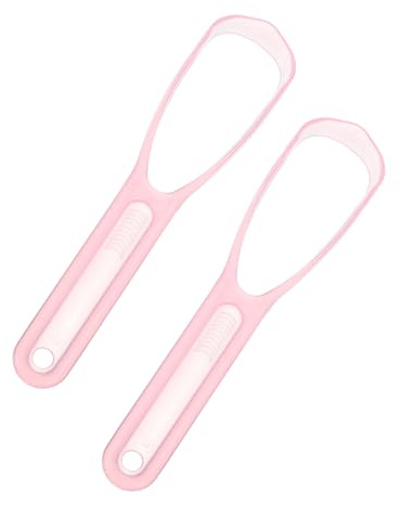 VALICLUD 2pezzi Pulitore di Lingua Raschietto Spazzola per Pulizia Orale Accessori per Lingua Beige Colore Casuale