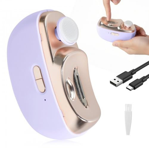 Coupe Ongle Electrique avec Lumière LED, 2 En 1 Coupe Ongle Lime Électrique, Coupe-Ongles Automatique Professionnel,2 Vitesses,Rechargeable USB,Faible Bruit pour Bébés Adultes Personnes Âgées (Violet)