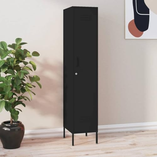 Frdhee Armario para herramientas, armario de herramientas, color negro, 35 x 46 x 180 cm, acero para productos de limpieza, ropa y accesorios del hogar