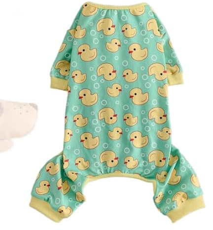 TenaLucy Kostym Hund Pyjama, Liten Gul Ändhuva Hundkläder & Tillbehör, Chihuahua Kläder Hundsovsäck, Söt Kattkläder, Hundfödelsedag Hundpyjamas för Katter Hund (L)