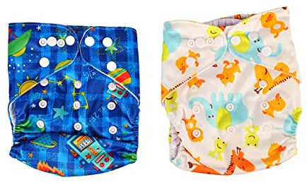 Pannolini di stoffa per bambini, a prova di perdite, doppio petto, traspiranti, impermeabili, regolabili, con bottoni a pressione, per neonati, confezione da 2 in poliestere