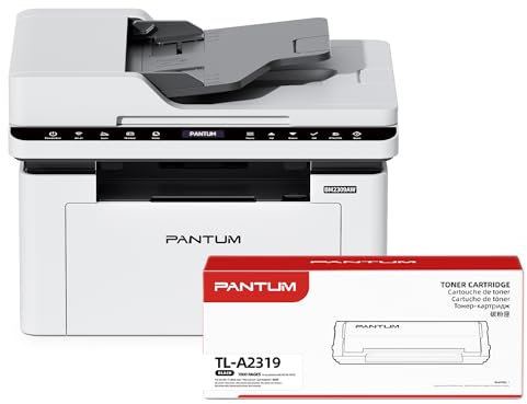PANTUM BM2309AW Imprimante Laser Multifonction, Noir et Blanc, Impression, numérisation, Copie 3en1 avec ADF, WLAN &USB, A4, 20 ppm, Airprint/Mopria APP, avec Toner TL-A2319 (1000 Pages)