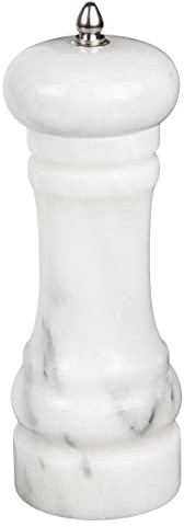 Creative Home Molinillo de pimienta de mármol, molinillo de pimienta manual, molinillo de sal o pimienta negra recargable de 6 pulgadas con mecanismo de molienda de aleación, ideal para cocina