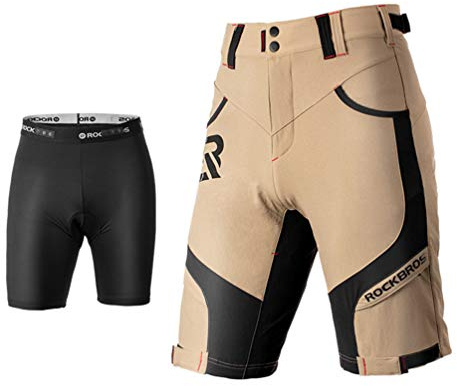 ROCKBROS Pantalones Cortos de Ciclismo 4D Acolchado con Ropa Interior de MTB Bicicleta Montaña Deporte para Hombres