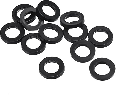 PATIKIL M10 Gummi Flache Unterlegscheiben 12 Pack 10mm ID 16mm AD Dichtungsringe Beilagscheiben Dichtring für Wasserhahn Rohrleitung Wasser Schlauch Befestigung Bolzen Schwarz