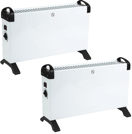 Beldray COMBO-8969A Free-Standing Portable Convector Heater – 2 Pack, Standing Radiator, Adjustable Thermostat & 3 Heat Settings, 750W/1250W/2000W, Fast Heat-Up & Auto Shut-Off, Silent Operation