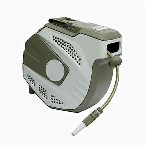 Schlauchhalter Einziehbare Gartenschlauchtrommel, 1/2 Zoll x 80 Fuß + 4 Fuß Wandmontage-Schlauchtrommel mit automatischem langsamem Rücklaufsystem, Verriegelung beliebiger Länge, Schlauchdüse mit 8 Mu