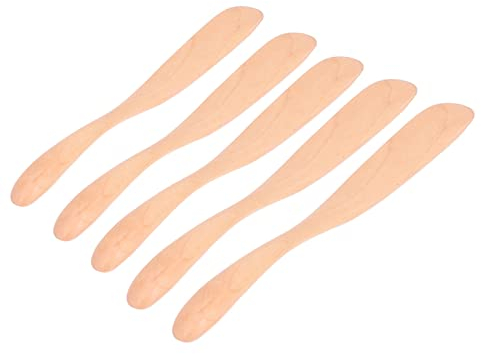 Couteau à Beurre, 5 Pièces épandeurs de Beurre en Bois épandeurs de Sandwichs Couteau à Condiments Mini Spatules en Bois épandeur de Gelées a'Arachide Vaisselle(Couleur du Journal)