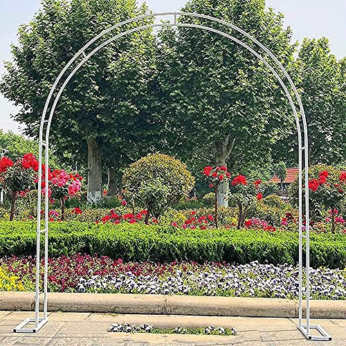 Enrejado de arco de jardín de metal para rosas, plantas trepadoras, ceremonias de boda, decoración de jardinería al aire libre, marco de acero blanco, soporte para patio, césped, pasarela, 350 x 220