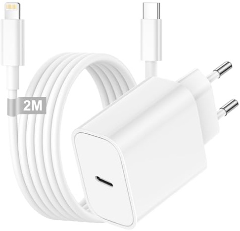 Chargeur Rapide pour Apple iPhone 14/14 Plus/14 Pro/14 Pro Max/13/13 Pro/12/11/SE/X/8, Certifié MFI 20W Chargeur USB C Prise Chargeur iPhone Rapide USB C Adaptateur Secteur avec Cable iphone Lightning