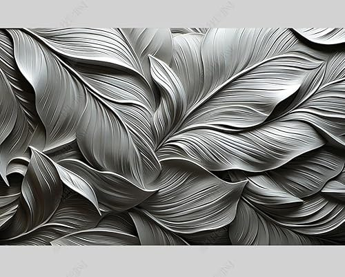 MZOwallpaper Papier Peint Intissé Relief Des Feuilles De Basho Poster Tableaux Muraux Tapisserie Photo Trompe L'Oeil Salon Chambre Art Mural 250Cm(L) X175Cm(H)