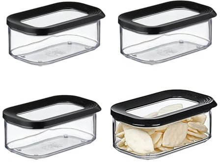 Mepal | Modula Vorratsdose Set | 425 ml | Kunststoffbehälter mit Deckel | 4 Stück | ideal zur Aufbewahrung von Lebensmitteln | stapelbar & platzsparend | spülmaschinengeeignet | Nordic Black