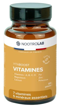 Vitaboost Multivitamines et Minéraux, 60 Gélules | Vitamines A, B, C, E, Magnésium, Calcium, Fer, Zinc, Potassium, Fabriqué en France, Cure de 30 Jours