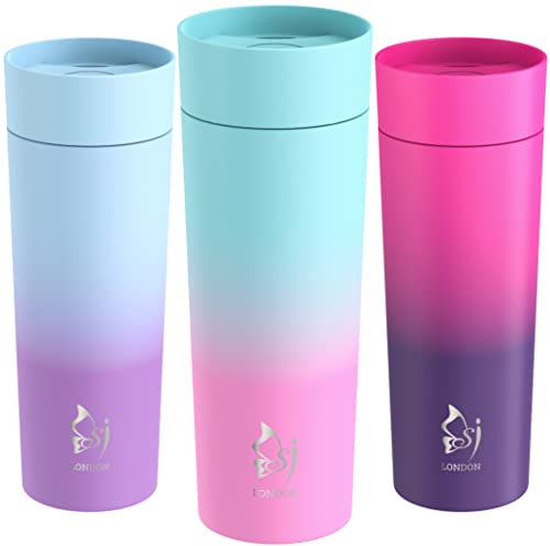 Sophie & Jasmine London – Travel Mug for Hot Drinks, Triple-Insulated Stainless Steel Thermal Tumbler, 470ml Leakproof Coffee Cup for Work, Car, or Commute