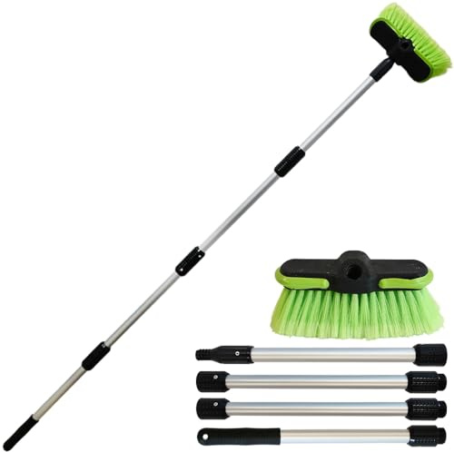 Unibos 65 (165cm) Car Wash Brush Kit with Long Handle, Soft Bristle Cleaning Mop, 4-in-1 Handheld Extendable Wash Brushes for RV, Boat, Truck, SUV, Caravan, Solar Panels, House Siding & Snow Removal