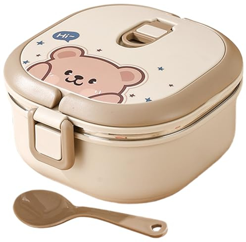 Lunch Box Termico Per Cibi Caldi, Lunch Box Quadrato Da 700 Ml, Con Stoviglie A Tenuta Stagna In Acciaio Inossidabile Per Alimenti Modello Orsetto Caldo Per Bambini, Decorazione della casa