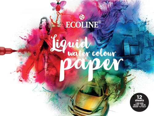 Ecoline Flüssig-Aquarellpapier-Block, 140lb. Cold Press, 12-Blätter, 9.4 x 12.6