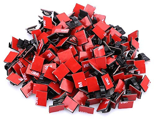 Adhesive Car Cable Clips Wire Clips Wall Mount Drop Clamp Wire Cord Tie Holder Organization for Messy Wires in Home Office Festival Ornaments(100pcs Black Wire Clips)