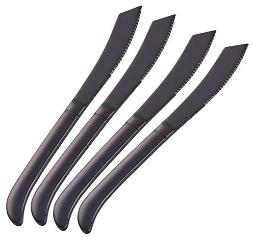 Do Buy Edelstahl Rostfrei Steakmesser Set 4 stück Tafelmesser 230mm Länge Ergonomischem Griff Menümesser Kreative Steak Besteck Knives Spülmaschinenfest/Schwarz