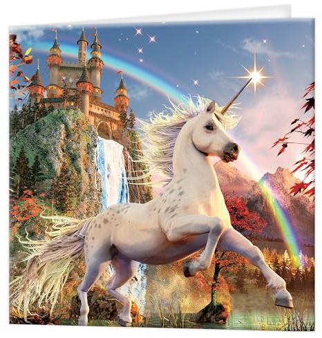 3D LiveLife Carte de voeux Licorne nuit étoilée de Deluxebase. Carte 3D lenticulaire Licorne colorée toute occasion et tout âge, anniversaire. original sous licence de l'artiste, David Penfound