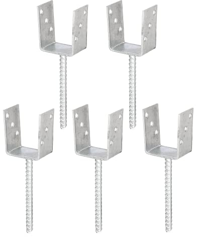 Alberts 215057 Ancre de poteau en U | avec ancrage béton en acier strié | galvanisée à chaud | largeur 91 mm | longueur de l'ancrage béton 200 mm | Set de 5 pièces