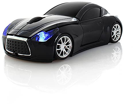 Aikchi Kabellose Sportwagen Maus, Kabellose Desktop Laptop Maus, Computermaus, 2,4 GHz, Optische Mäuse für YFND (Schwarz)