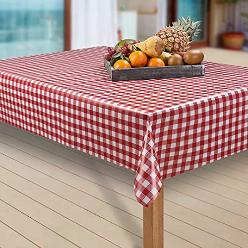 laro Wachstuch-Tischdecke Abwaschbar Garten-Tischdecke Wachstischdecke PVC Plastik-Tischdecken Eckig Meterware Wasserabweisend Abwischbar, Muster:Bavaria Rot, Größe:100-160 cm