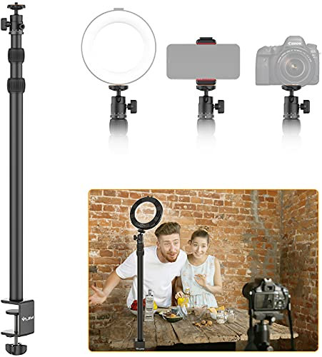 VIJIM Trépied Extensible Extra Haut Noir avec Pince de Fixation pour Caméra et Smartphone en Métal