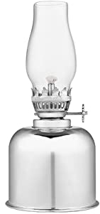 amanigo Spiegelkerosenlampe Laterne - 7.28 in Glasöl Tischleuchten for Home Beleuchtung Dekoration (Color : Silver)