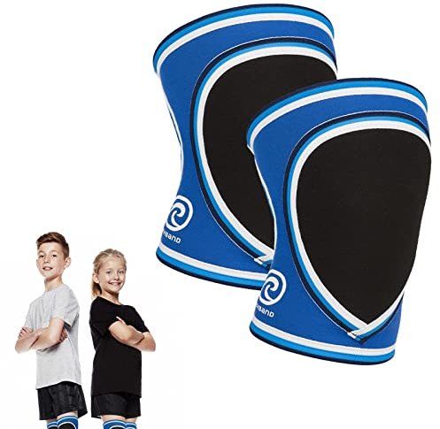 Rehband PRN Knieschoner für Kinder - 3mm Neopren Kniebandage für Jungen & Mädchen, leichte Kinder Knieschoner für Handball, Volleyball und anderen Hallensport - 1 Paar, Farbe:Blau, Größe:M